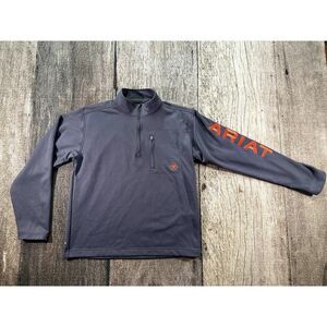 Ariat Tek Cold Series 1/4 Zip Pullover Men's Size Small Blue Orange Embroidered
